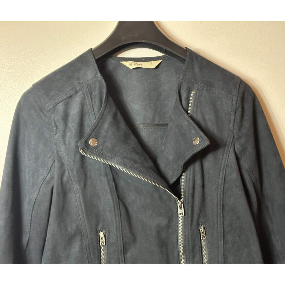 Hollister Jacket Womens Large Black Western Moto Fringe Biker Faux Suede Rodeo - Picture 2 of 14